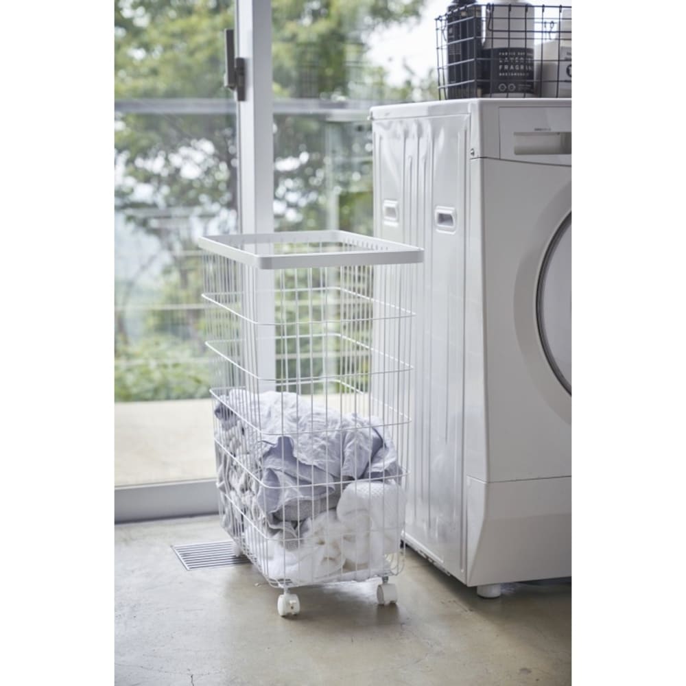Panier à linge métal haut - h56.5 cm - blanc - Maisons du Monde