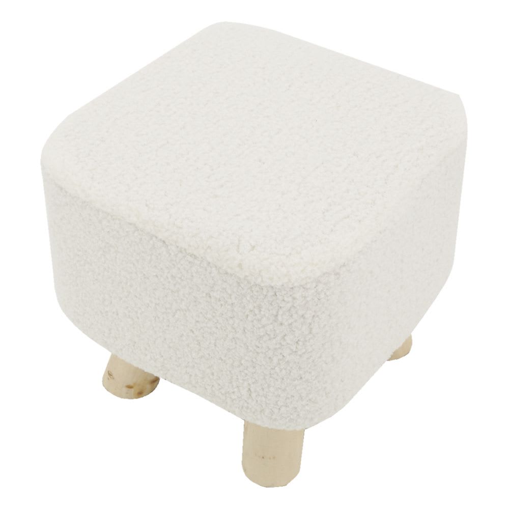 Tabouret carré enfant en coton bouclettes (Aubry Gaspard) - Image 2