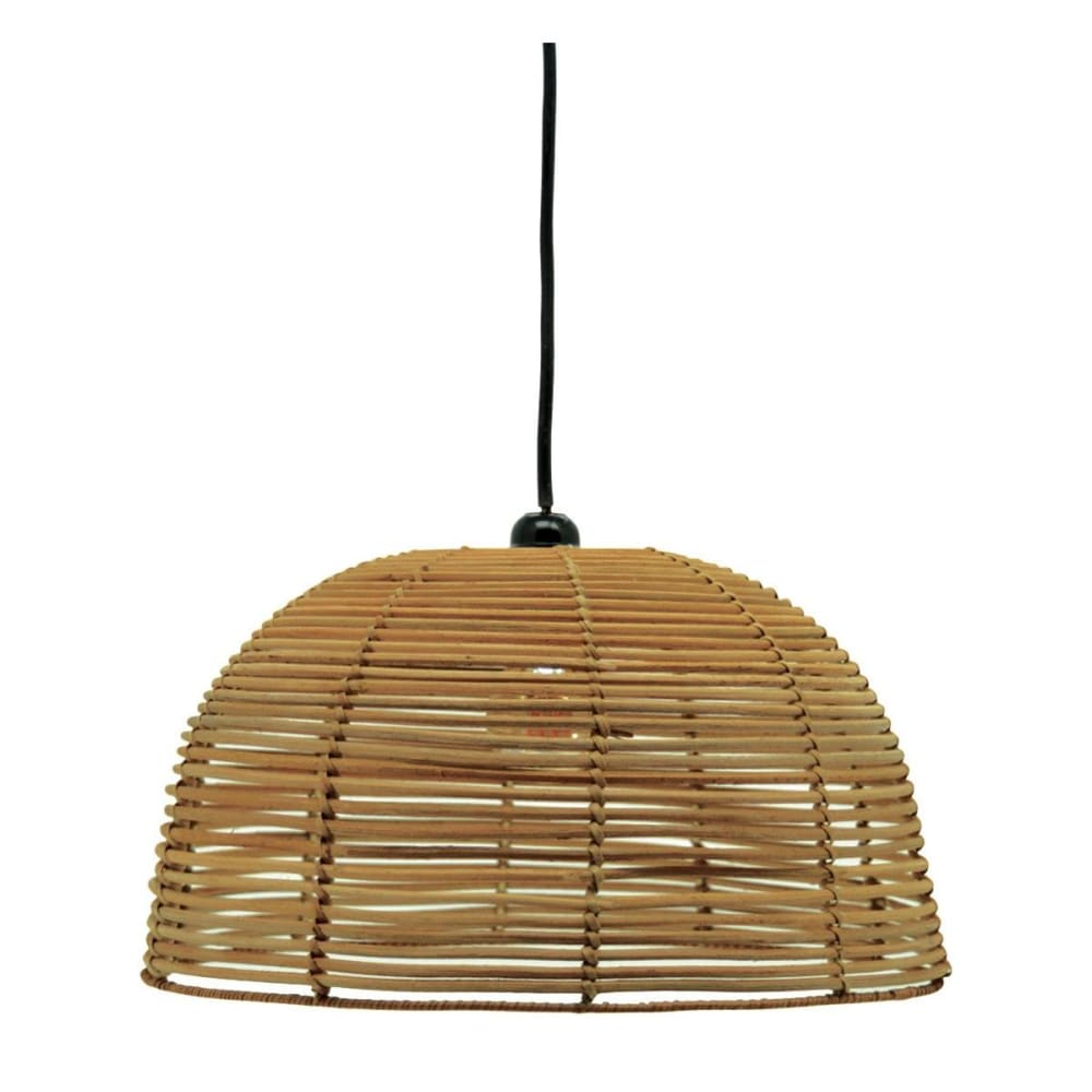 Abat-jour rond pour suspension en rotin naturel ajouré hauteur 20cm