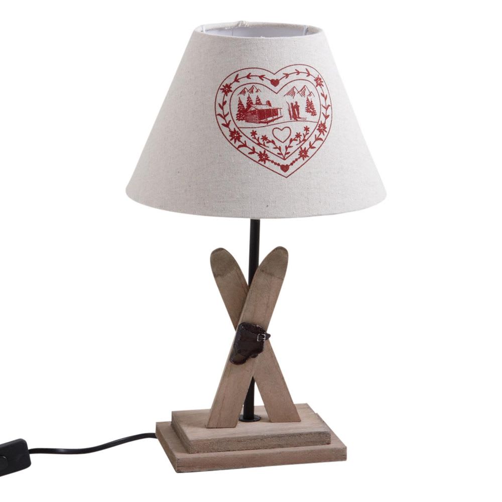 Lampe à poser en bois H37 cm piétement ski