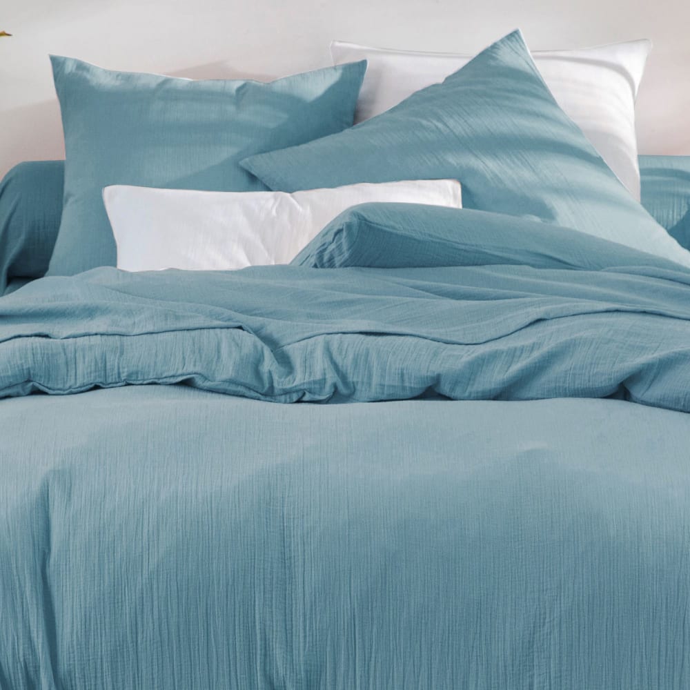 Taie sac en coton bleu glacier 65x65cm — vue 4