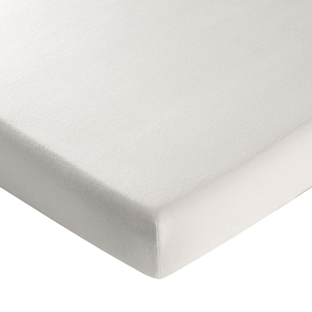 Drap-housse en coton blanc craie 140x200x28cm — vue 4
