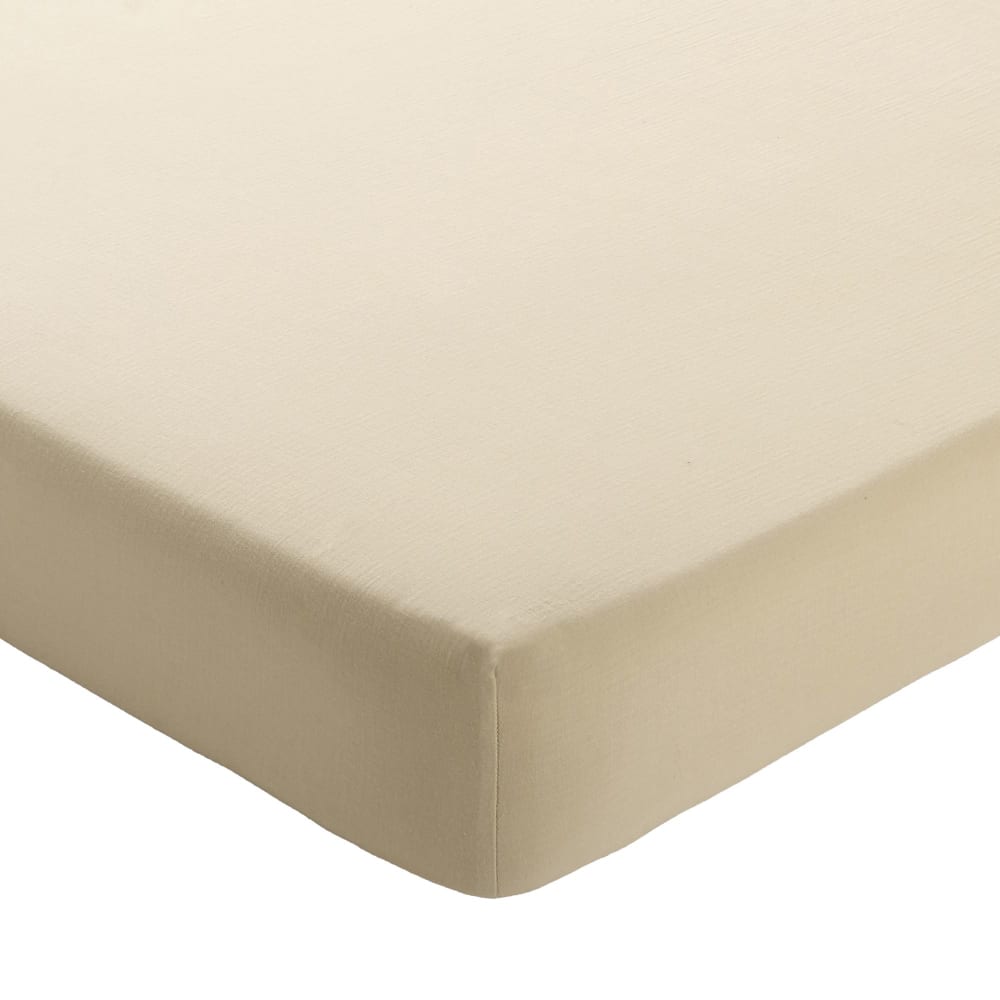 Drap-housse en coton beige 90x190x28cm