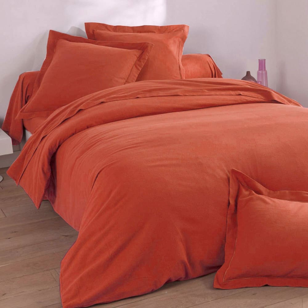 Drap-housse en coton orange terracotta 160x200x28cm