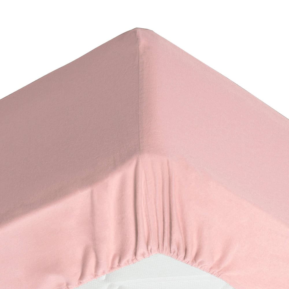 Drap-housse grand bonnet en coton rose poudré 140x200x32cm