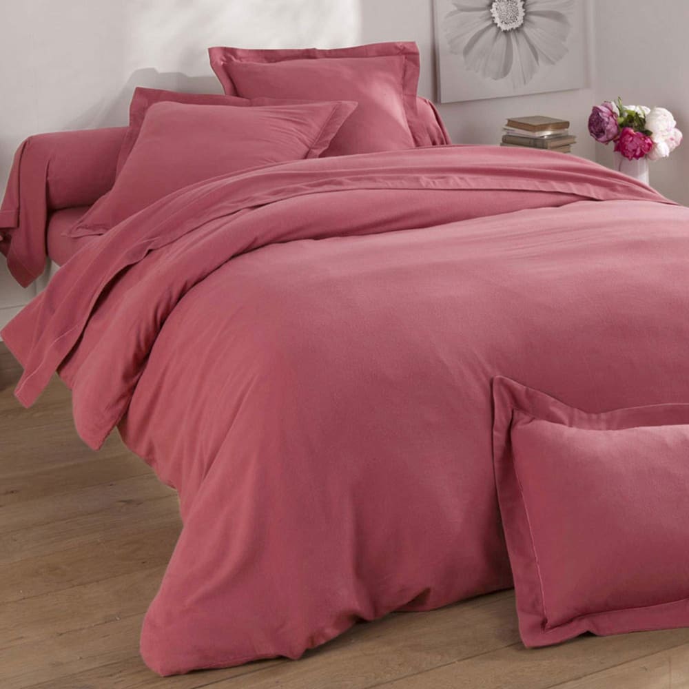 Drap-housse en coton rose framboise 140x200x28cm