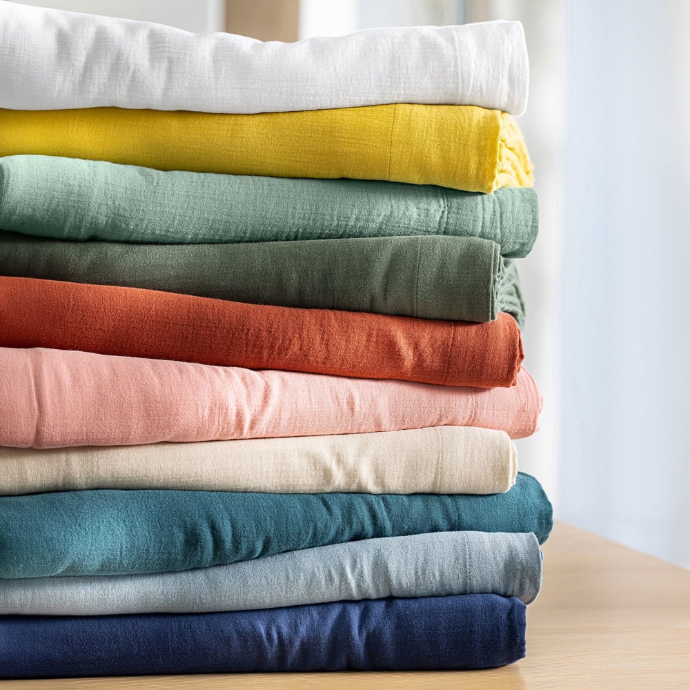 Drap-housse en coton bleu denim 160x200x28cm — vue 4