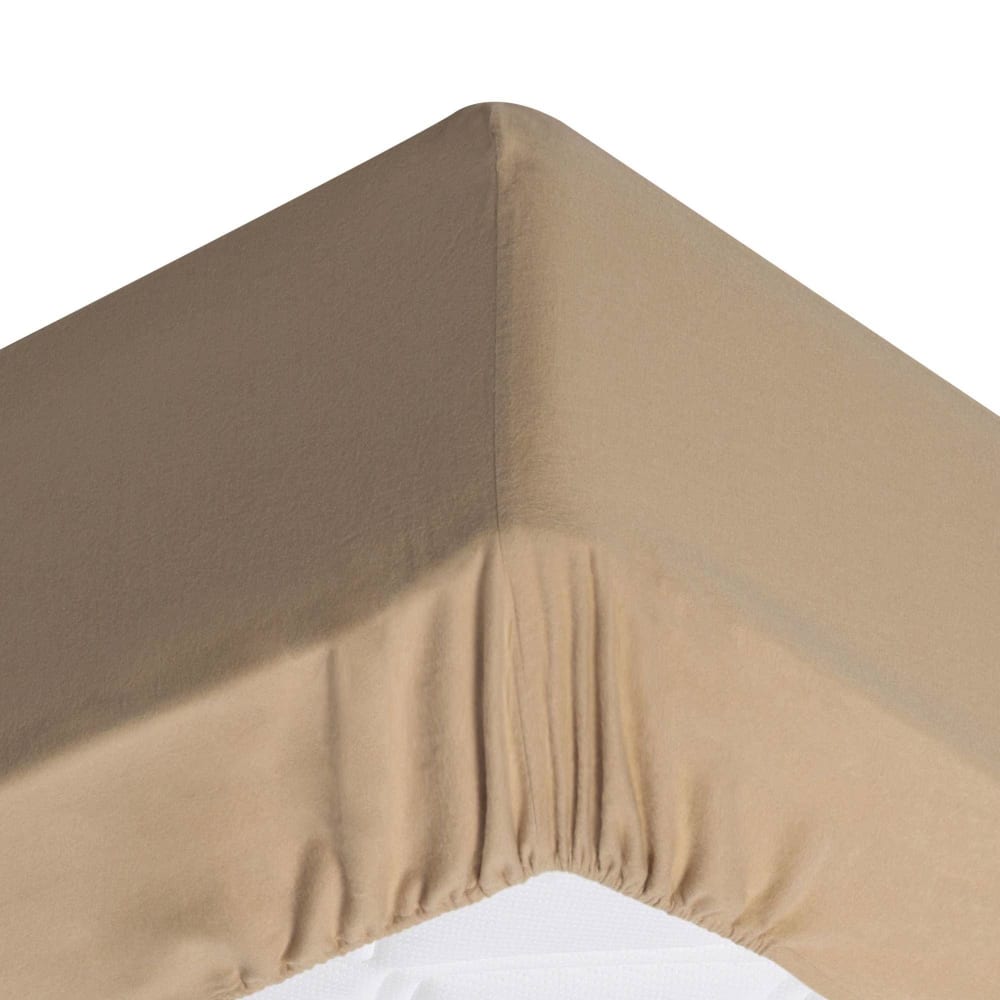 Drap-housse grand bonnet en coton beige 140x200x32cm