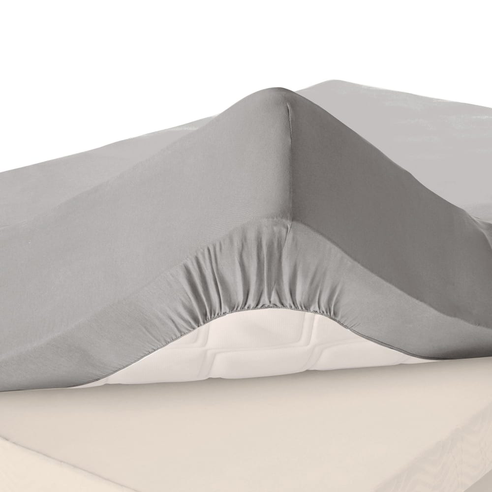 Drap-housse grand bonnet en coton gris galet 180x200x32cm — vue 3