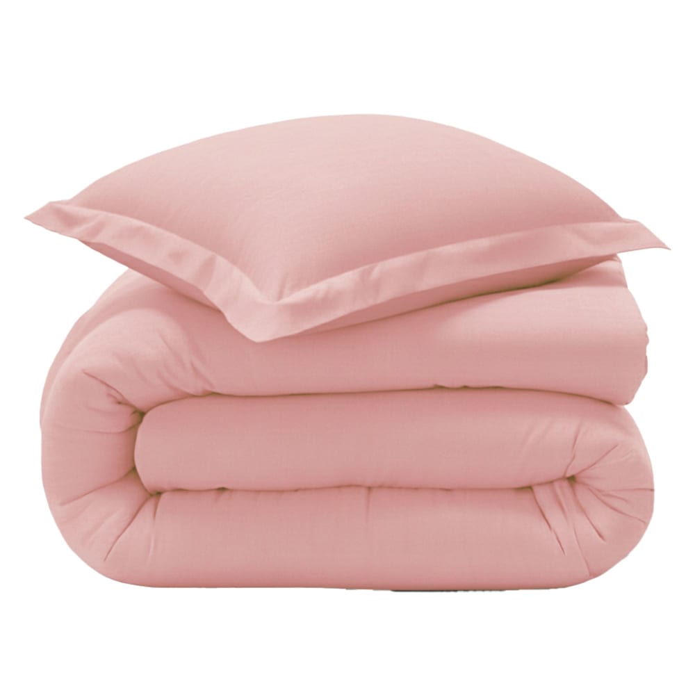 Housse de couette en coton rose poudré 200x200cm — vue 3