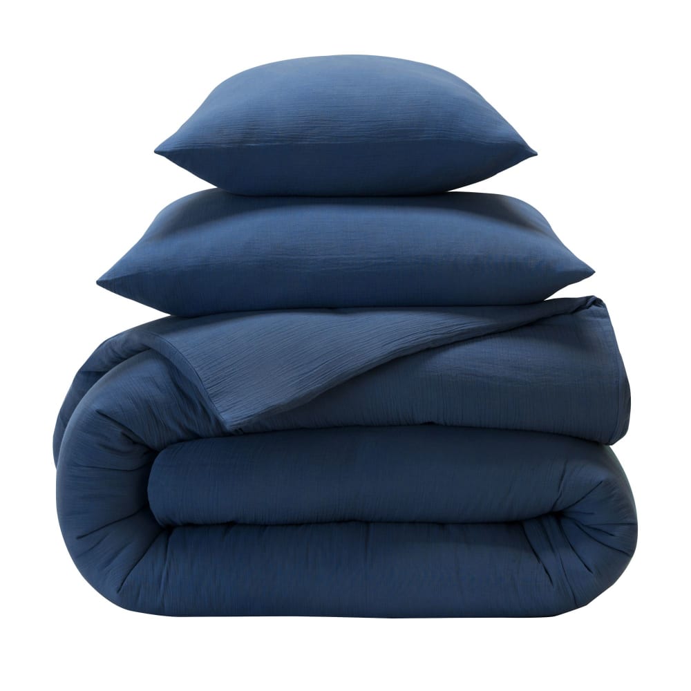 Housse de couette en coton bleu denim 200x200cm — vue 3