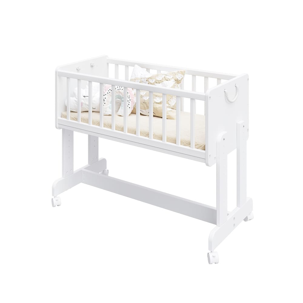 Premiers Moments Beistellbett Wiege 5 in 1 - inklusive Matratze WEISS HOLZ Baby