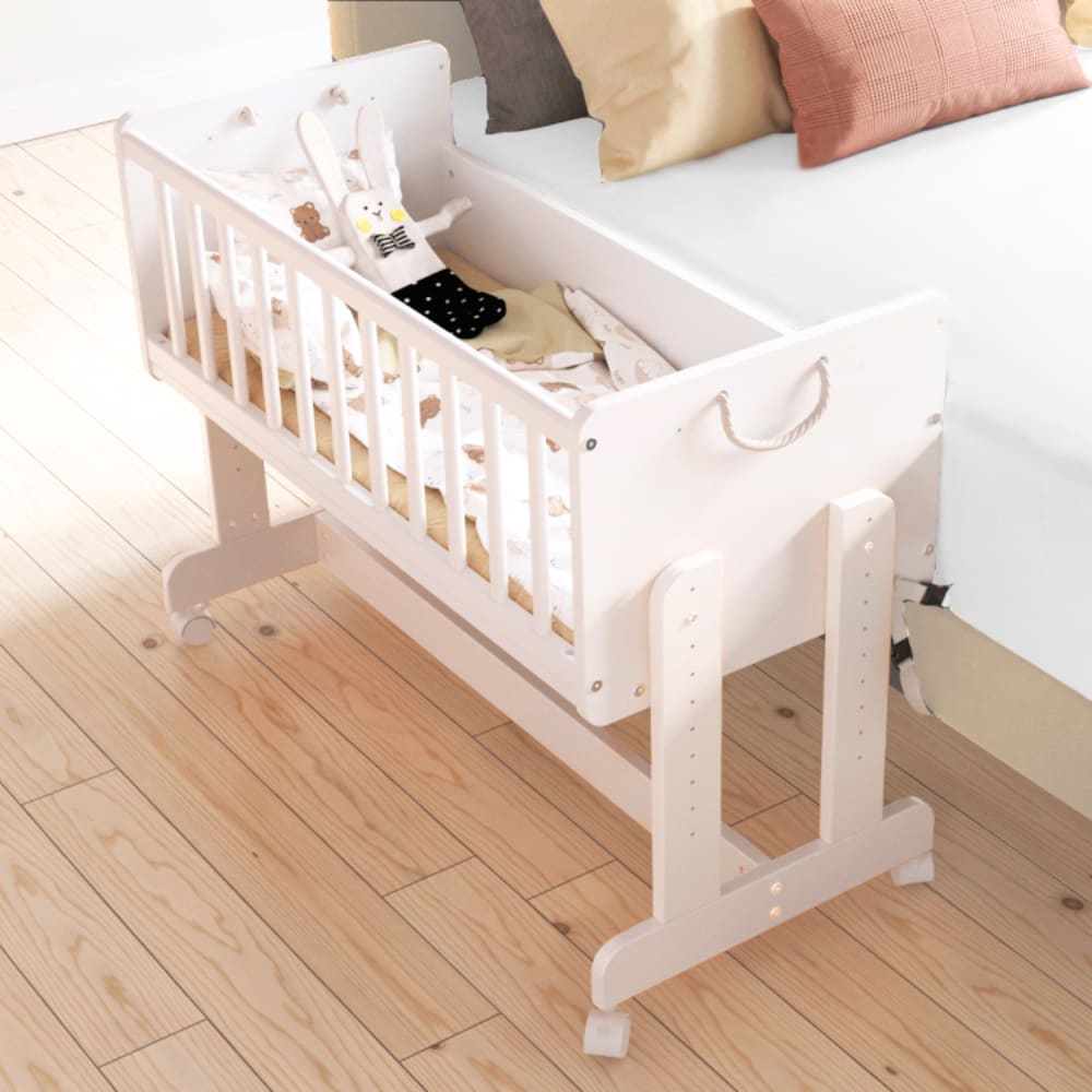 Berceau Lit Cododo 5 en 1 en bois blanc 90x40cm - Matelas inclus