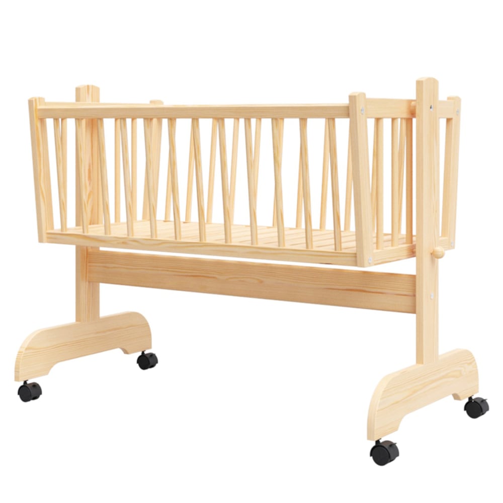 Berceau+bebe+en+bois+naturel+-+90x40+cm+-+Matelas+Inclus