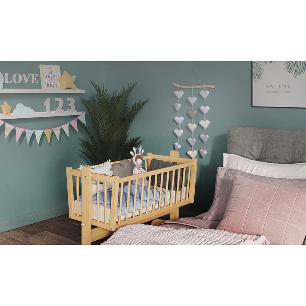 Berceau bébé en bois naturel - 90x40 cm - Matelas Inclus - Maisons du Monde
