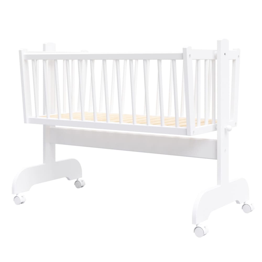 Berceau+bebe+en+bois+blanc+-+90x40+cm+-+Matelas+Inclus