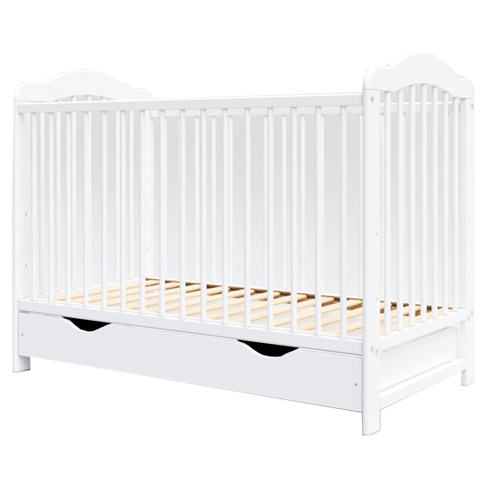 Lit bébé évolutif en bois blanc avec tiroir - 120x60 cm