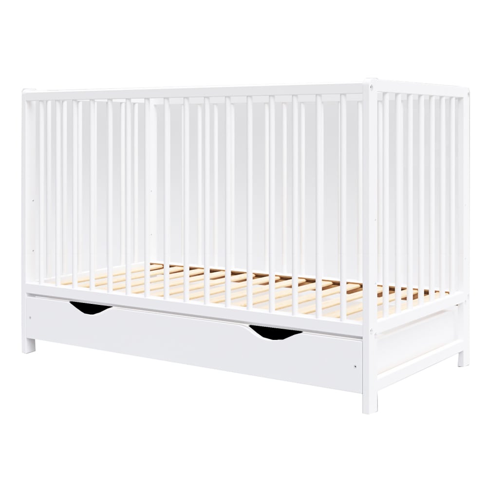 Premiers Moments Mitwachsendes Babybett mit Schublade – 120x60cm WEISS HOLZ Baby