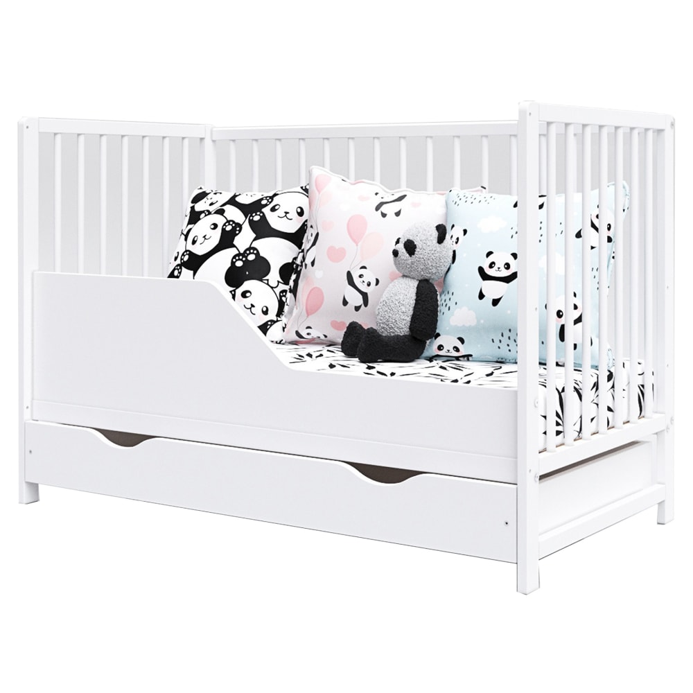 Lit bébé évolutif en bois blanc avec tiroir - 120x60 cm - Maisons du Monde