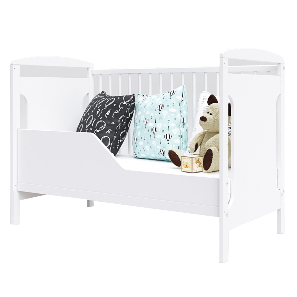 Lit bébé évolutif en bois blanc- 120x60 cm (Premiers Moments) - Image 1