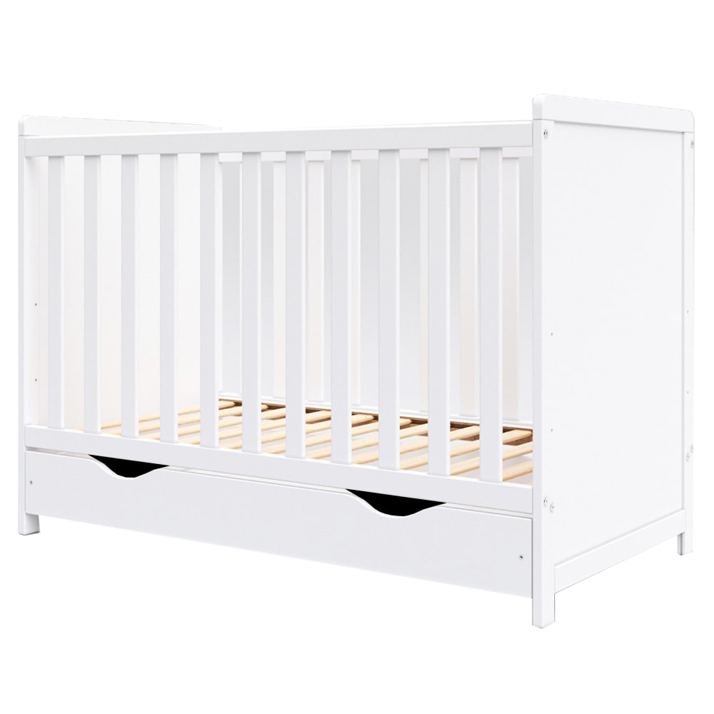 Premiers Moments Mitwachsendes Babybett mit Schublade - 60x120 cm WEISS HOLZ Baby