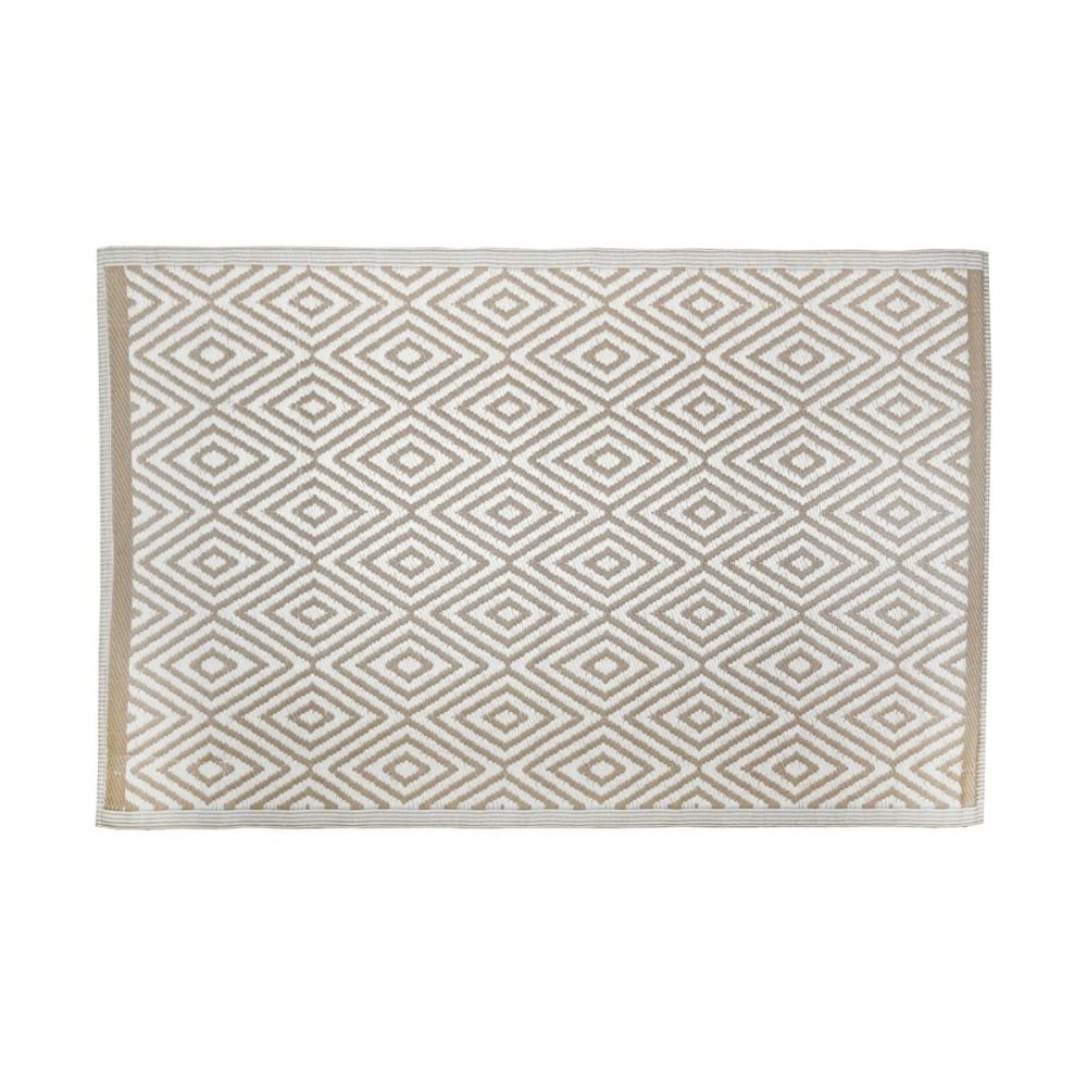 Tapis d'extérieur en polypropylène 120 x 180 cm diamant - beige