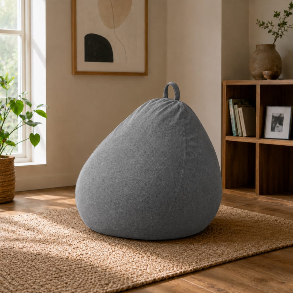 Pouf poire déhoussable gris foncé 120 x 100 cm - Maisons du Monde