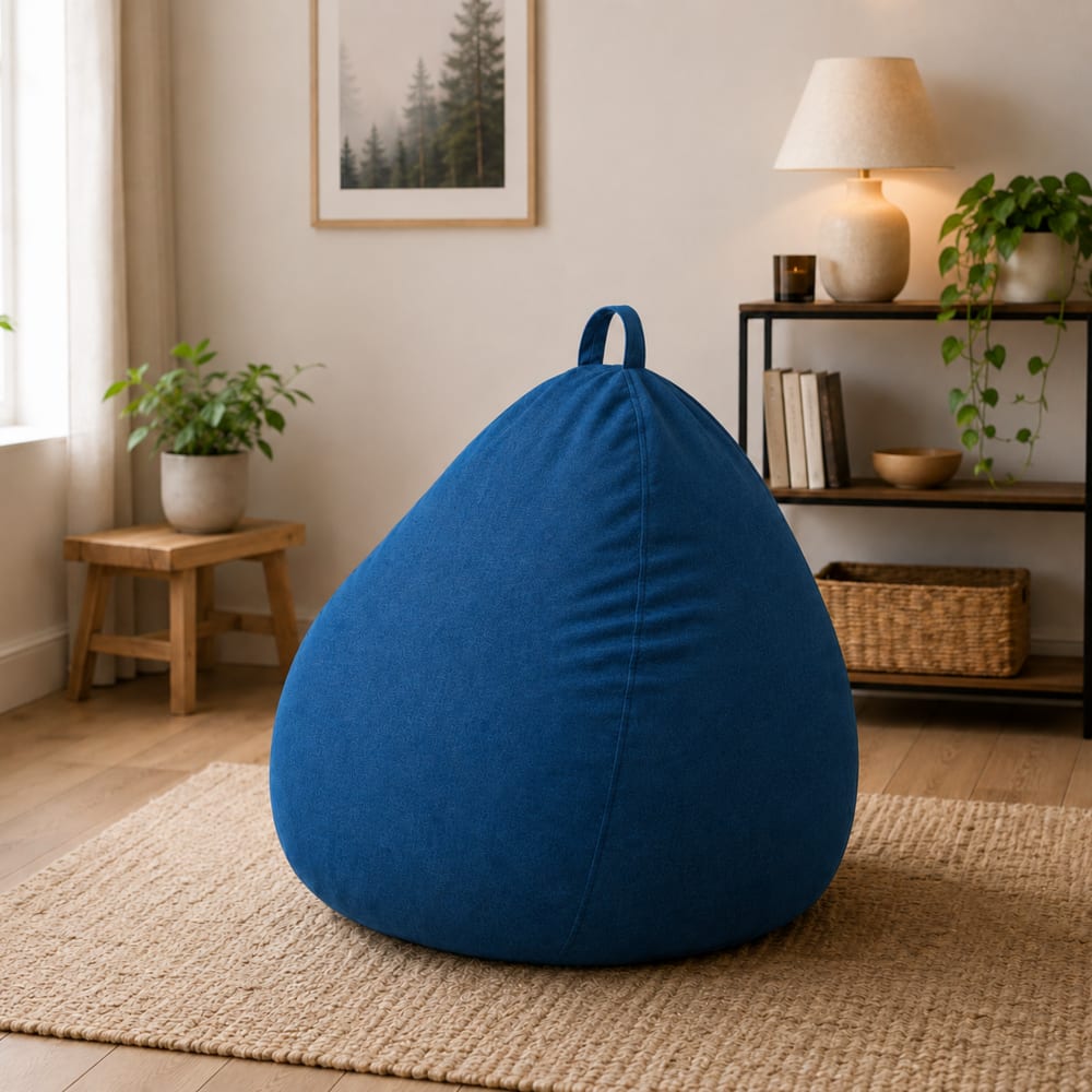 Pouf poire déhoussable bleu 105 x 85 cm - Maisons du Monde