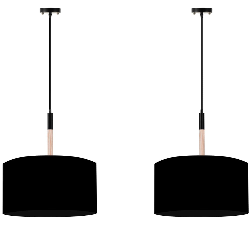 KONSIMO 2er Set Hängelampen im skandinavischen Stil , Schwarz Schwarz Stoff