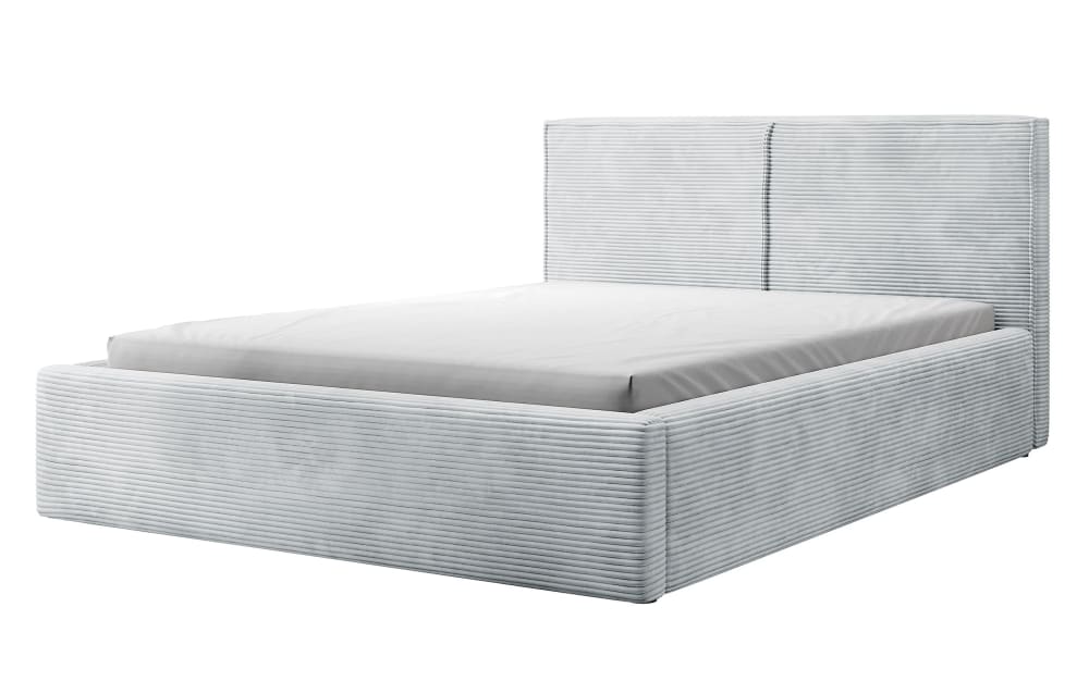 Selsey Bett mit Polsterrahmen, Cordbezug 140 cm, hellgrau style modern - Samt