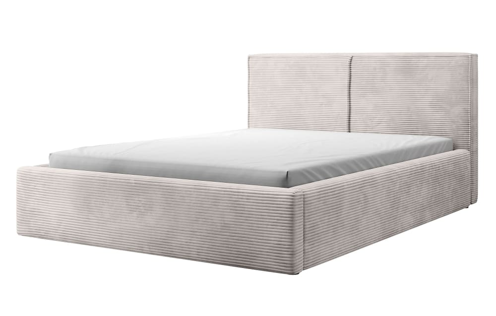 Selsey Bett mit Polsterrahmen, Cordbezug 160 cm, dunkelbeige style modern - Samt