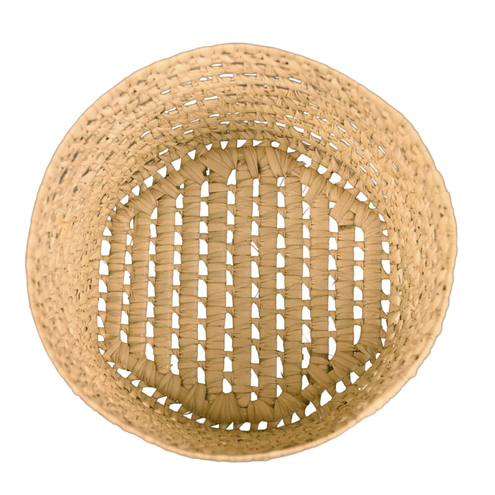 Panier de rangement rond feuilles de palmier osier naturel 21 x 21