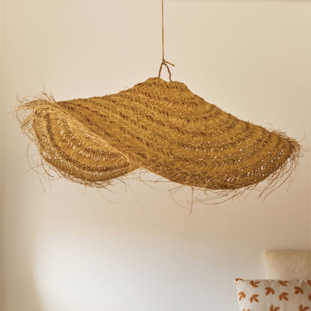 Abat-jour parasol  fibre de palmier osier naturel 100 x 100