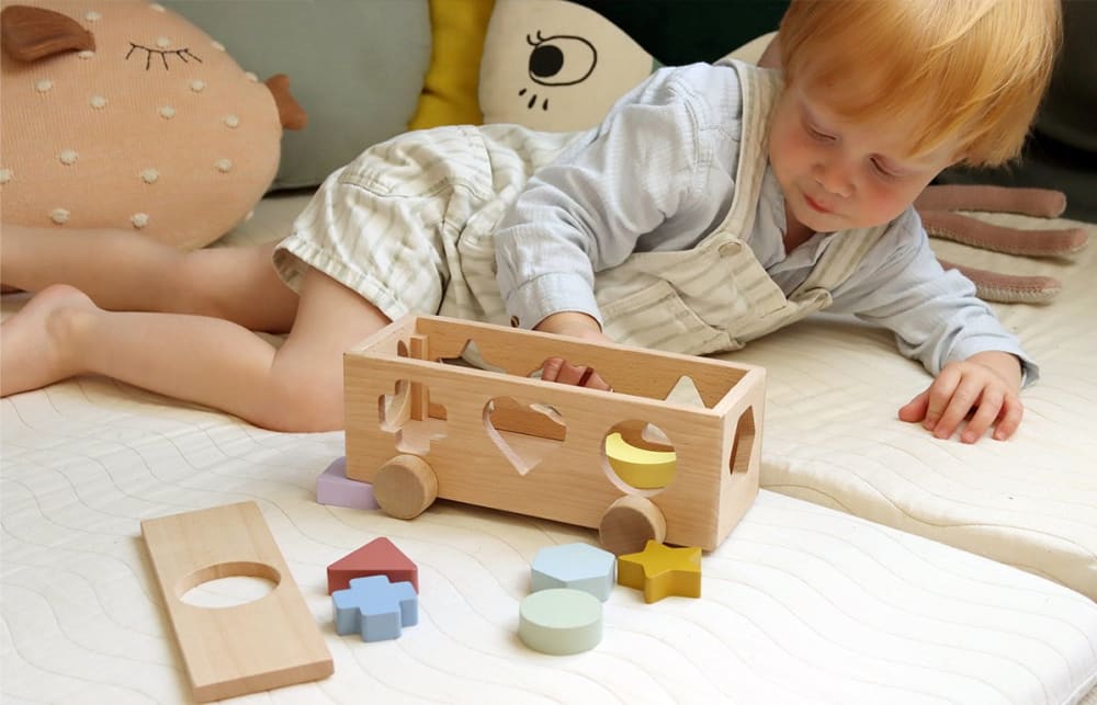 Jeu' de'eveil - Voiture avec cubes à encastrer en bois (Kindsgut) - Image 2