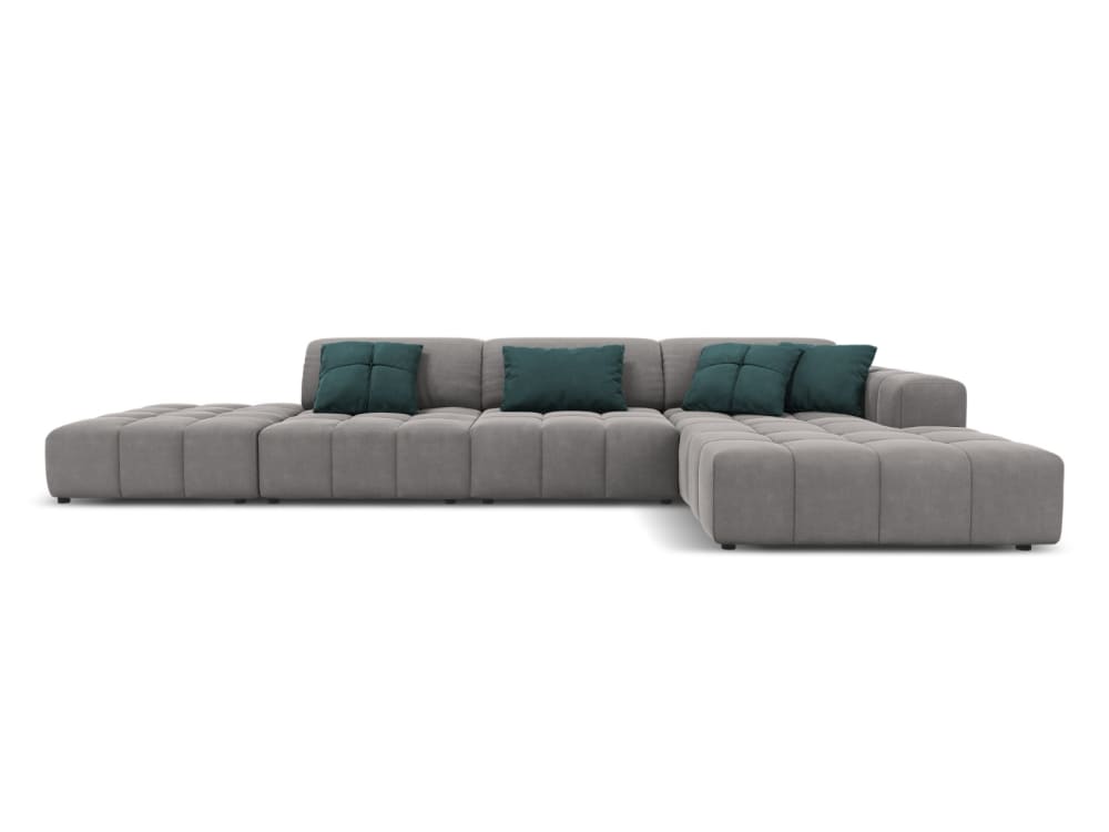CXL by Christian Lacroix 5-Sitzer Ecksofa rechts aus Samt, hellgrau - Samt