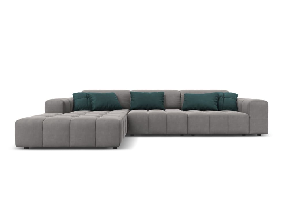 CXL by Christian Lacroix 4-Sitzer Ecksofa links aus Samt, hellgrau - Samt