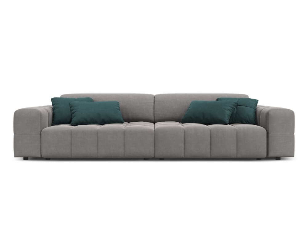 Canapé 4 places en tissu velours gris clair
