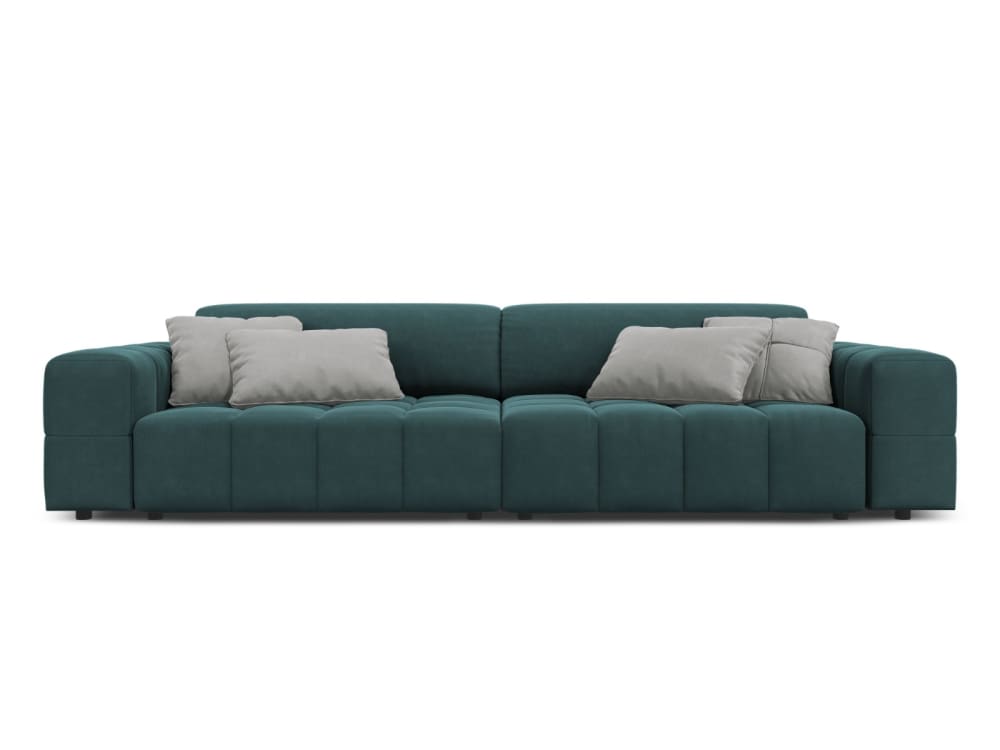 Canapé 4 places en tissu velours pétrole