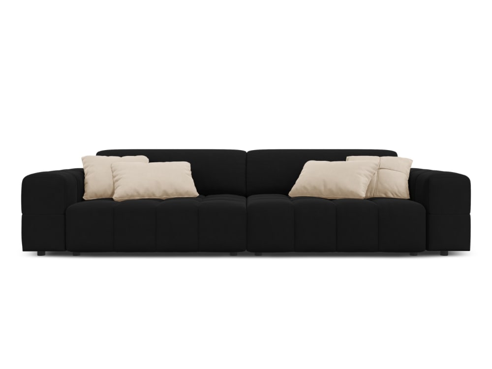 Canapé 4 places en tissu velours noir