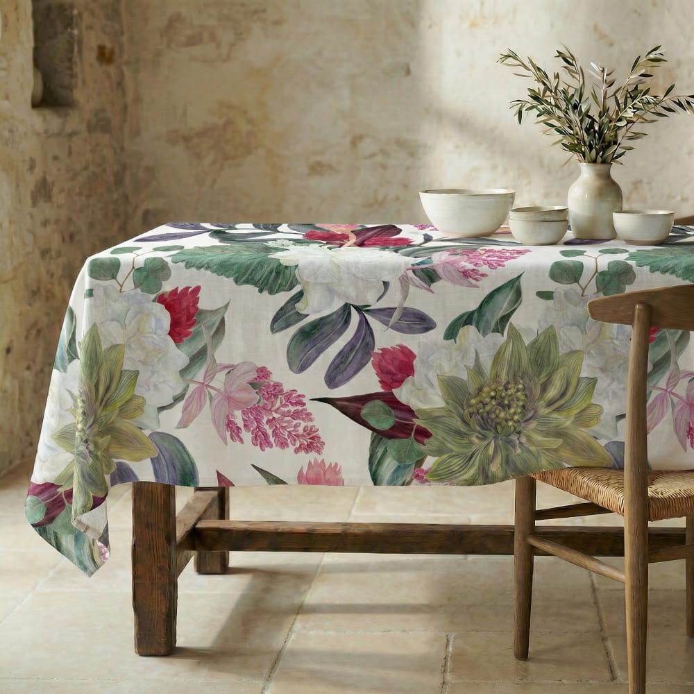 Muare Home Fleckabweisende Tischdecke XL 100% Bio-Baumwolle mehrfarbig 180x300 cm - Baumwolle