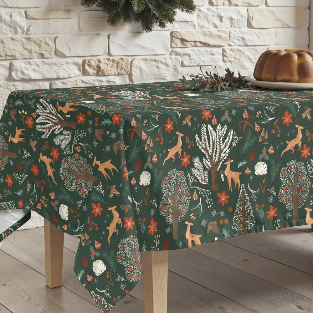 Nappe de noël anti-taches 100% coton multicolore 300x155 cm - Maisons du Monde