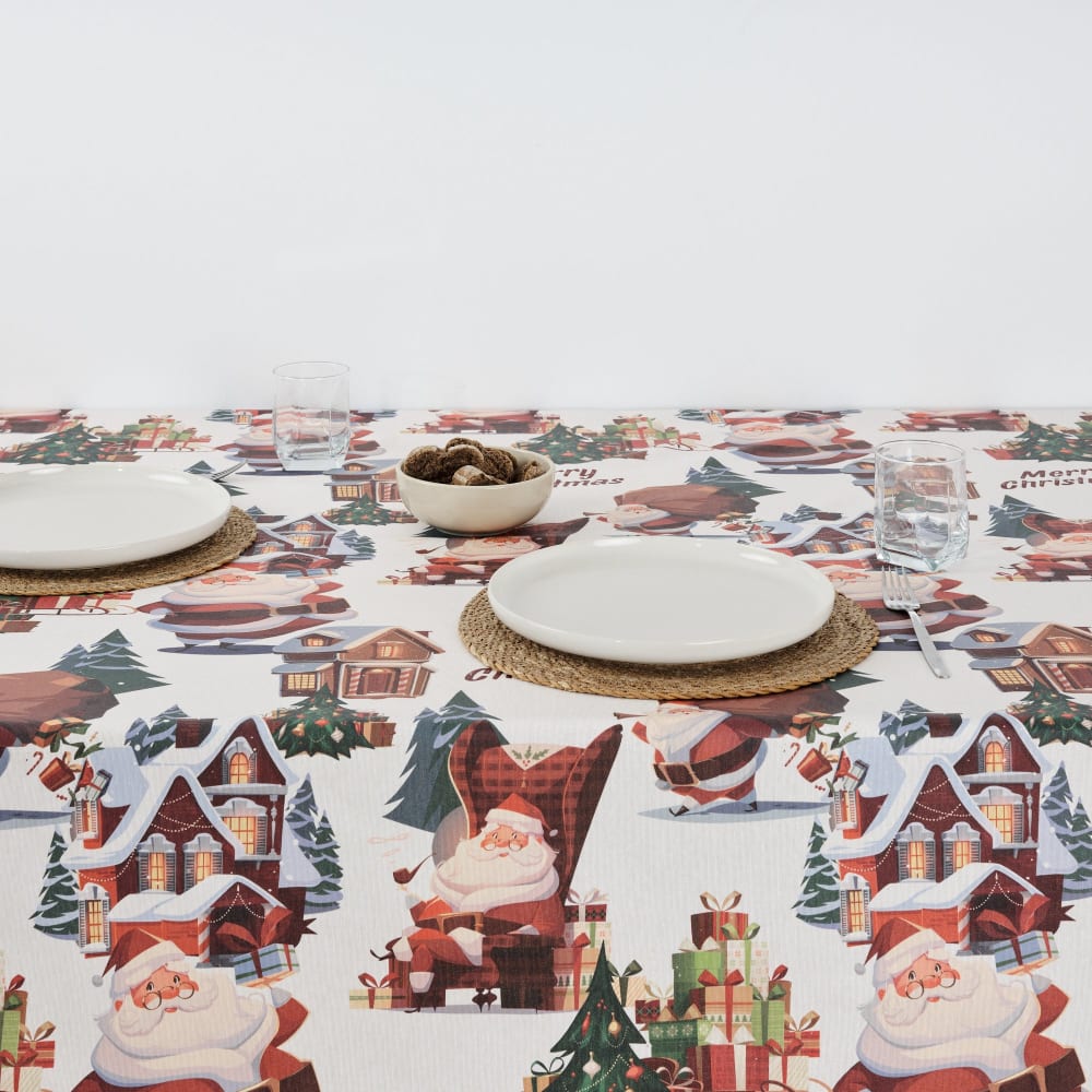 Nappe de noël antitache en coton multicolore - 100x140 cm - Maisons du Monde
