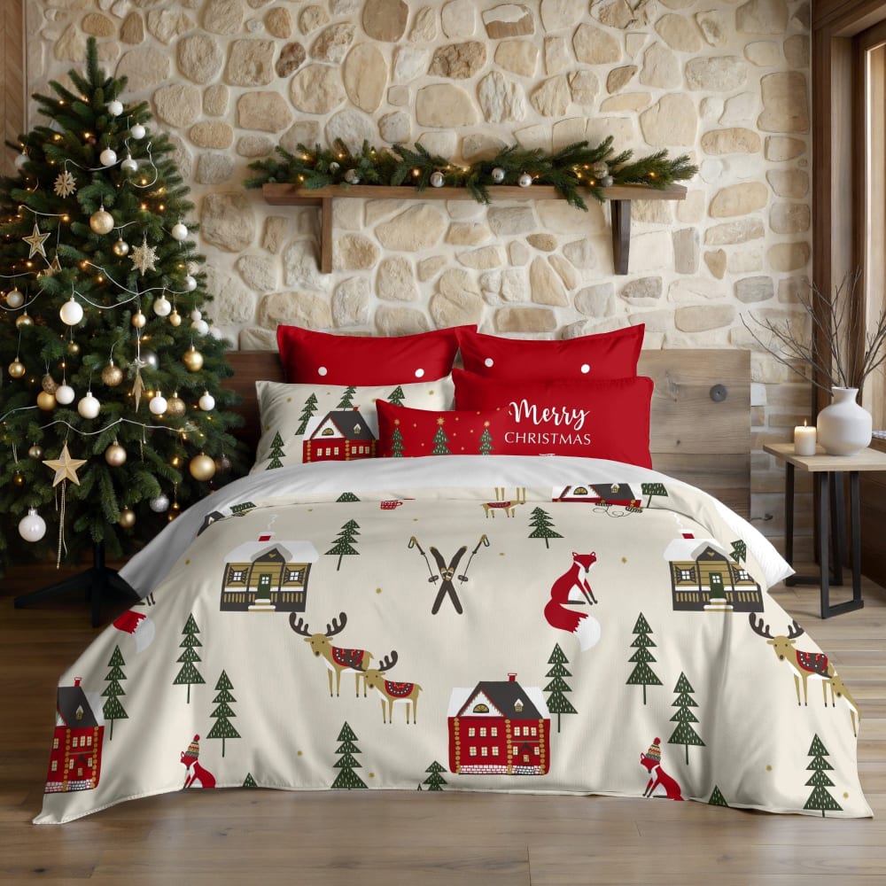 Funda nórdica navidad poliéster multicolor 200x200 cm