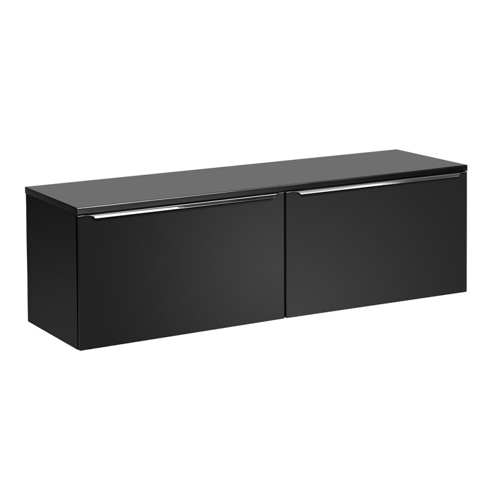 Petits meubles Waschbeckenunterschrank 160cm Laminat Schwarz Schwarz Spanplatte