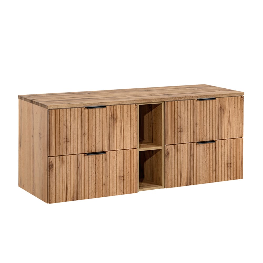 Petits meubles Waschtisch 140cm 2 Nischen Melamin Holz Braun Spanplatte