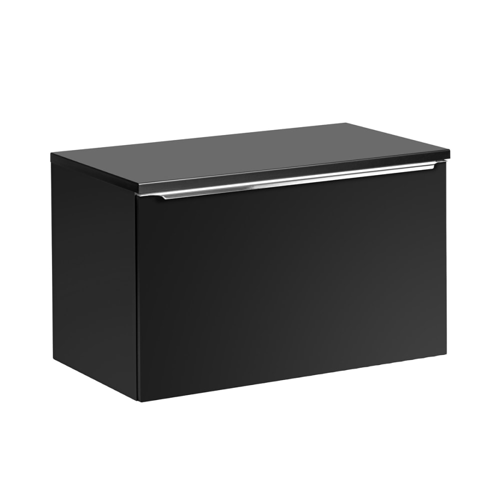 Petits meubles Waschtischunterschrank 80cm Laminat Schwarz Schwarz Spanplatte