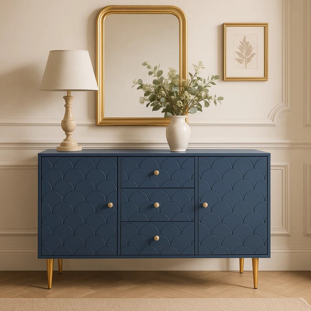 Elegante Konsole mit Schuppenmuster, Marineblau - Maisons Du