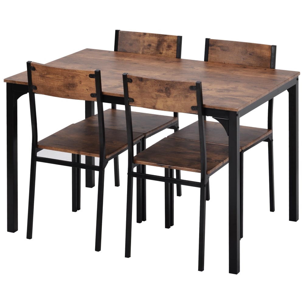 Ensemble table et 4 chaises marron vintage Ensemble table et 4 chaises marron vintage