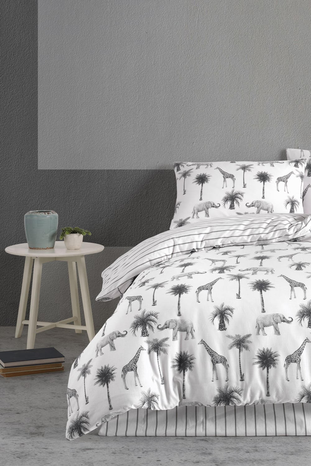 Parure de lit 1 personne 140x200 cm coton imprimé - Maisons du Monde