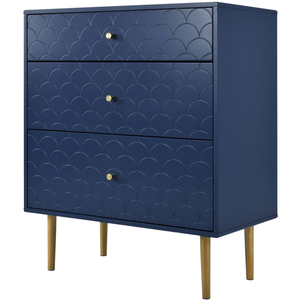 Urban Meuble Marineblaue Buffet-Kommode mit 3 Schubladen und goldenen Füßen style classic chic - Spanplatte